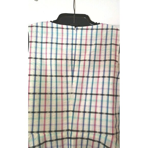 Chaps A Line Wrap Dress Size 14 Sleeveless Plaid Surplus Tie Waist Zippered New - Picture 6 of 9